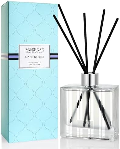 M&SENSE Reed Diffuser Set, Linen Breeze, 7.04 oz Natural Essential Oil