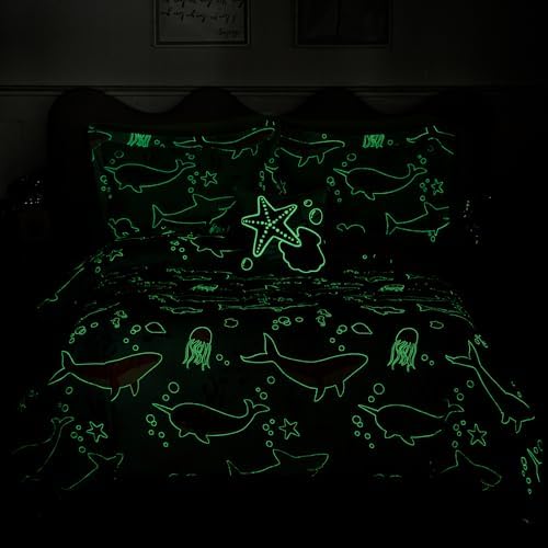 Full Size Comforter Sets for Girls/Boys-4 Pieces Glow in the Dark Bedding