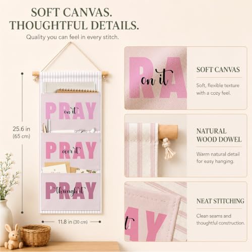 IAXIC Prayer Wall Hanging Organizer, Canvas Storage for Nursery Room