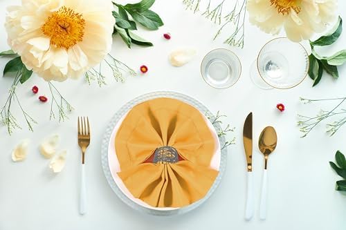 Ramanta Home Set of 12 Cloth Napkins 20x20 Inches, Mustard