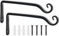 FEED GARDEN Wall Hooks for Hanging Plants 10 Inch - 2 Pack Heavy Duty Metal Plant Brackets, Holds 48 lbs, Rust Resistant Black L-Shape Hooks for Bird Feeders Baskets Lantern Wind Chimes Outdoor Indoor