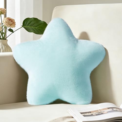 Star Pillow 15.4" Cute Soft Faux Plush Blue Decorative Throw Pillows