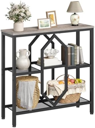 HOOBRO Console Table, Narrow Entryway Table, Behind Couch Table, Greige