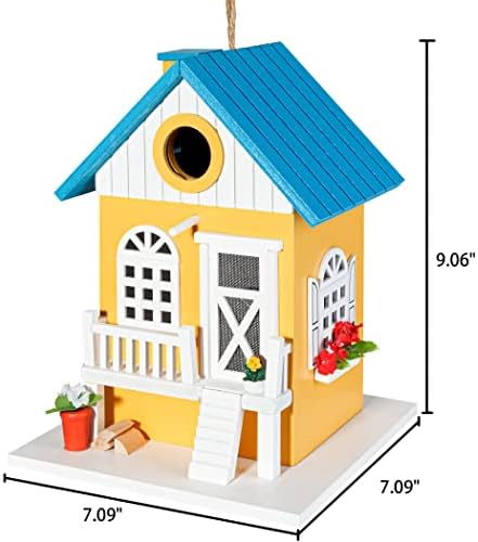 CARTMAN Colorful Hanging Wooden Birdhouse Feeder