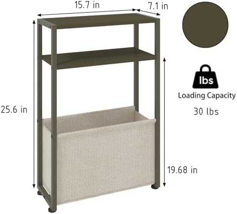 Leomonio Narrow Side Table, Slim Night Stand with Magazine Rack