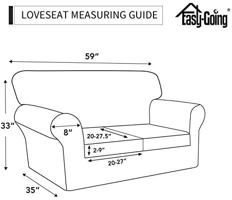 Easy-Going 3 Pieces Stretch Soft Couch Cover for Dogs - Washable Sofa Slipcover for 2 Separate Cushion Couch - Elastic Furniture Protector for Pets, Kids (Loveseat, Christmas Red, Medium)