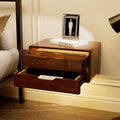 HedoAjim Floating Nightstand Smart Bedside Table LED Nightstand,Wall Mounted Sensor lamp cabniet with Storage for Bedroom Dorm Small Space Solid Wood,Dark Walnut