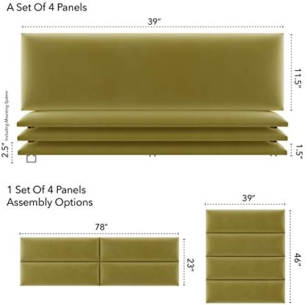 Vänt Wall Mounted Headboard Panels, King/Twin, Velvet Olive Moss