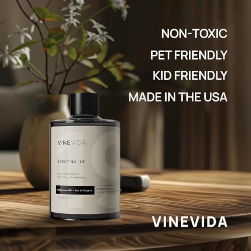 VINEVIDA [16 Fl Oz] Caribbean Teakwood Fragrance Oil for Cold Air Diffusers, Essential Oils for Diffuser Oil Refill & Air Freshener Room Spray