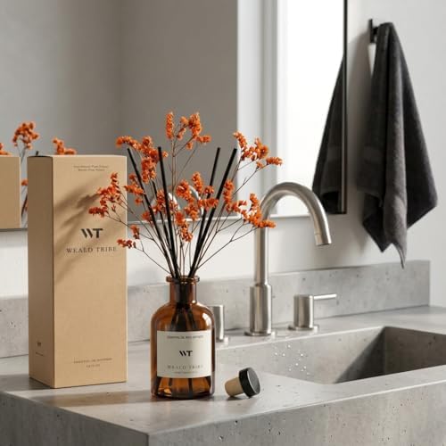 WEALD TRIBE Flower Reed Diffuser Set Neroli Scent for Bathroom Accessories Shelf Decor & Air Fresheners, Sticks Defusers with 4.0 fl oz Fragrance Oils & Leaves, House Bedroom Office Decor & Gifts