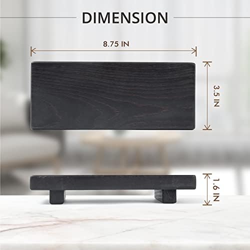 Wood Pedestal Soap Stand, Farmhouse Wood Riser, Soap Dish Holder Decor for Bathroom Kitchen, Soap Tray, Rustic Candle Plant Holder, Counter Decor, Display Rectangular Decorative (Ebony)
