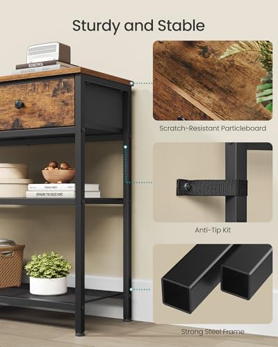 SONGMICS Console Table with 2 Fabric Drawers, Narrow Entryway Furniture