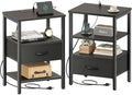 SUPERJARE Nightstand Set of 2 with Charging Station, USB-C Port, End Tables