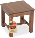12" Wooden Step Stool, Small Wood Stool for Bathroom, Kitchen - Walnut