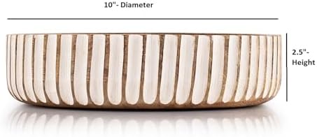 Kimona Fruit Bowls Wood Fruit Bowl or Decorative Bowl for Table Décor for Kitchen Counter or Farmhouse Christmas Centerpiece (10" X 10" X 2.5")