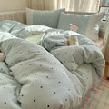 Lace Duvet Cover Set Twin(68"x86"),Black Dots