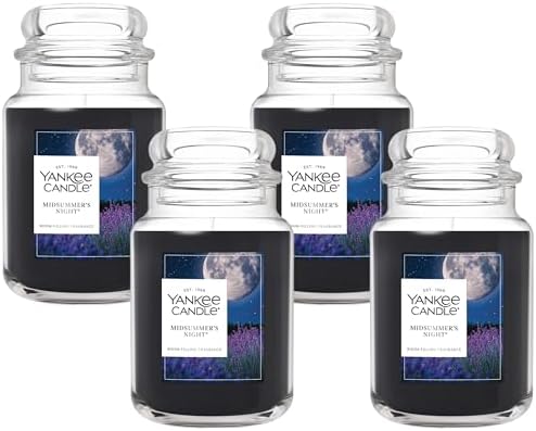 Yankee Candle Mid Summer's Night, Scented Candle, 22oz Large Jar with up to 150 Hour Burn, Giftable (Pack of 4)