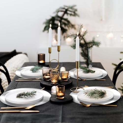KesaPlan 50PCS 13in Round Silver Placemats, Disposable Paper Charger Plate