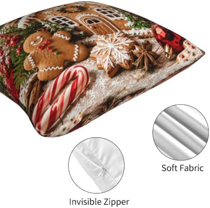 Christmas Candy Decorative Throw Pillow Covers 18x18 Inch Set of 4