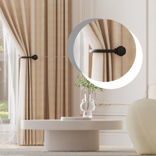Hion Curtain Holdbacks Black 2pcs, Curtain Tiebacks Wall Mounted Hooks