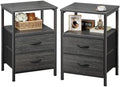 Huuger Night Stand Set of 2, Nightstand with 2 Drawers, Bedside Table