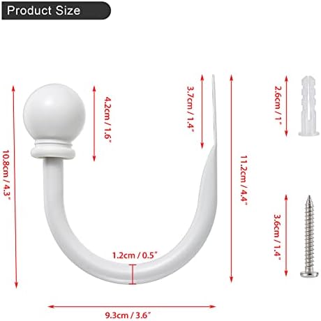 Sumnacon Curtain Holdbacks 2 Pcs Wall Mounted Curtain Tiebacks,White