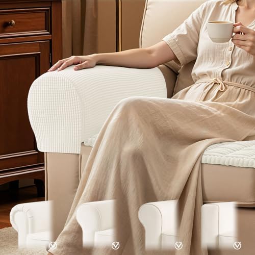 SUBRTEX Stretch Couch Arm Covers Set of 2, Non-Slip Sofa Armrest Slipcovers