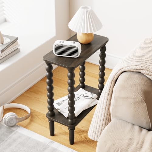 Veegle Narrow Side Table Small End Table for Small Spaces Walnut Brown
