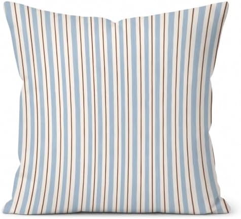 Light Blue Coastal Neutral Stripe Decor Pillow Cover 18x18