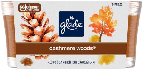 Glade 1-Wick Scented Candle Jar, Cashmere Woods, 2 Count