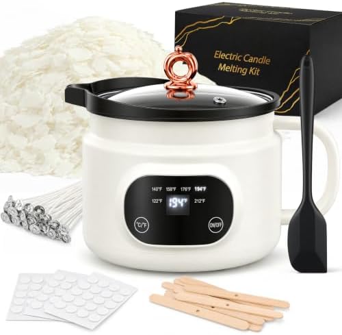 Candle Making Kit with 1.8L Electric Wax Melter 2LB Soy Wax, DIY Candle Kit