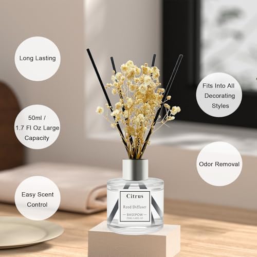 Reed Diffuser Set of 3 Pack,Citrus,Clean Linen,Ocean Scented Oil Diffuser with 12 Sticks,Reed Diffuser for Home Living Room Office Bathroom Air Freshener,50ml x 3