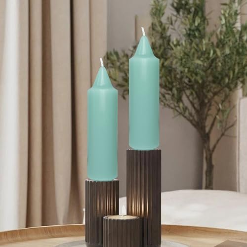 NJAO HOO Mint Green Short Taper Candle 5 Inch Candlesticks Unscented Dripless Tapered Candle Set for Home Decor Wedding Party Dinner Candles, 4 Pack