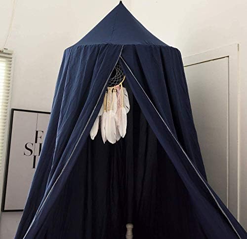 Bed Canopy, Round Dome Mosquito Net Indoor Outdoor Castle Hanging House Decoration Reading Nook Playing Home Decoration(Dark Blue)