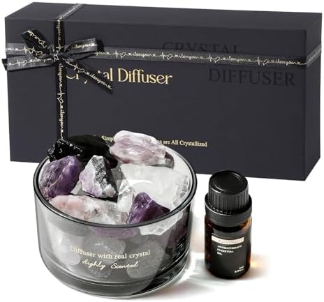 Crystal Stone Aroma Diffuser with Essential Oils for Home, Bathroom, Office, Home Decor, Chic Aromatherapy Gift Set