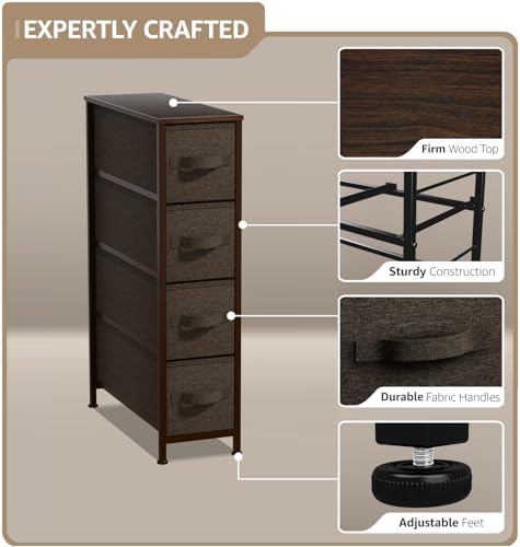 Sorbus 4-Drawer Narrow Dresser for Bedroom (Brown)