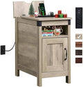 WLIVE End Tables for Living Room & Bedroom w/Charging, Narrow Nightstand