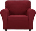 ZNSAYOTX Super Stretch Chair Slipcover Universal Sofa Chair Covers for Living Room Dogs Pet Furniture Protector Spandex Armchair Slipcovers with Anti Slip Foam Sticks (Wine Red, Chair)