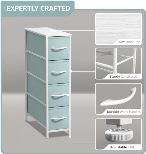 Sorbus 4-Drawer Narrow Dresser for Bedroom (Aqua)