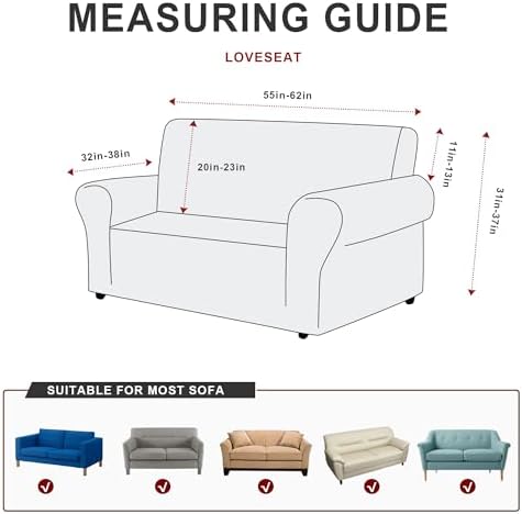 ANARACHON 1-Piece Leather-Look Loveseat Cover,Stretch Loveseat Slipcover