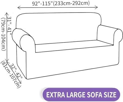 ZNSAYOTX Stretch Oversized Couch Cover Universal Sofa Covers for Living Room Dogs Pet Furniture Protector Spandex Extra Large Sofa Slipcovers with Anti Slip Foam Sticks (Light Grey, XL Sofa)