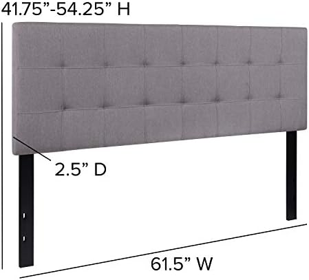 EMMA + OLIVER Light Gray Queen Quilted Tufted Headboard