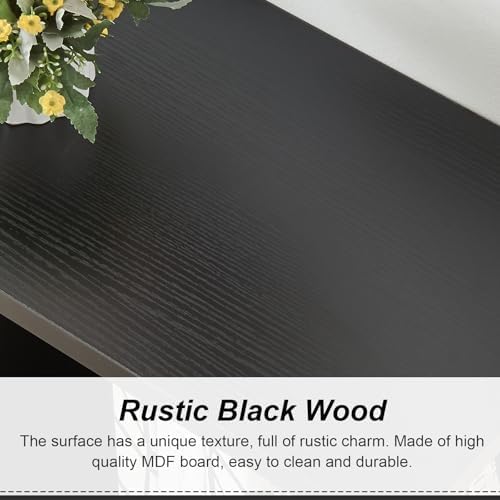 Sofa Console Table, Rustic Entry Table with 3 Tier Bookshelf,Black 47 Inch