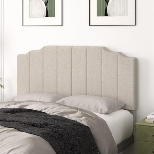 Befurtori Queen Size Headboard Only, Linen Wall Mount Headboard, Beige