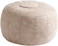 Thgonwid Unstuffed Moroccan Storage Pouf Foot Stool Ottoman Seat Handmade Faux Leather Bean Bag Floor Chair Foot Rest for Living Room, Bedroom or Balcony (Mushroom)