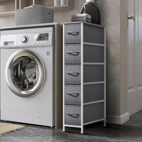 Sorbus 5-Drawer Narrow Dresser for Bedroom (Gray)