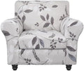 SearchI Stretch Sofa Cover Printed Couch Covers, Floral Pattern 2 Piece Armchair Slipcover with Separate Chair Cushion Cover, Washable Furniture Protector for Living Room(Armchair, Elegant Foliage)