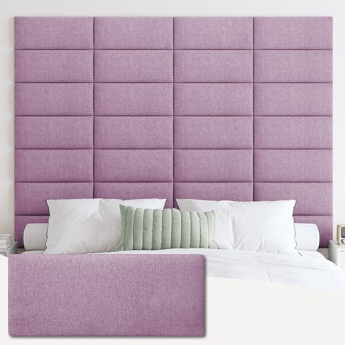 IFNOW Wall Mounted Headboard, Peel and Stick Panels, Dark Pink, Queen