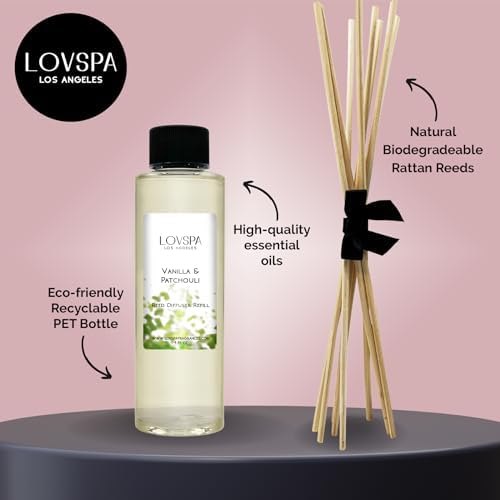 Vanilla & Patchouli Diffuser Oil - Luxury Essential Oils for Diffuser Refill & Air Freshener Room Spray - Long-Lasting & Natural Home Fragrance, Scented Oil for Diffusers, USA Made, 4oz