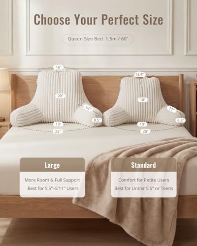 Blissful Diary Reading Pillow for Bed, Backrest Pillow, Cream White